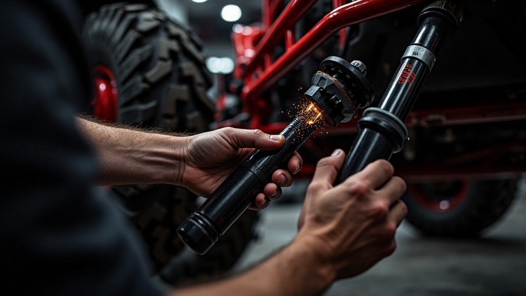 Torqueing a bolt on a side-by-side suspension