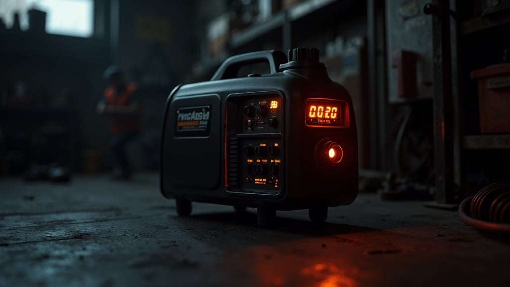 Portable generator being serviced
